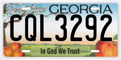 GA license plate CQL3292