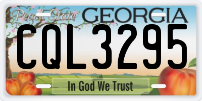 GA license plate CQL3295