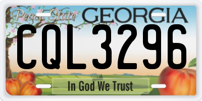 GA license plate CQL3296