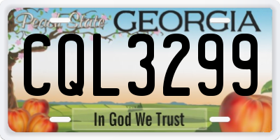 GA license plate CQL3299