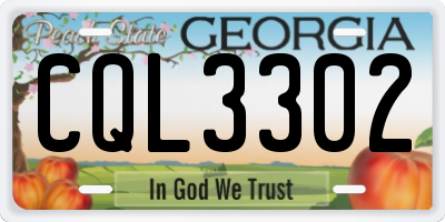 GA license plate CQL3302