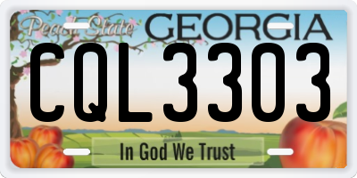 GA license plate CQL3303