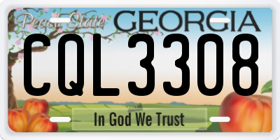 GA license plate CQL3308