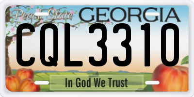 GA license plate CQL3310
