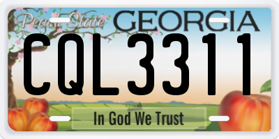 GA license plate CQL3311