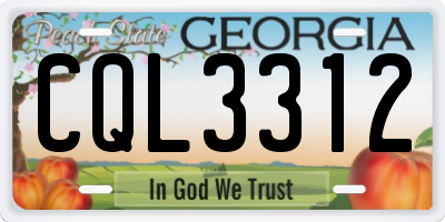 GA license plate CQL3312