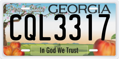 GA license plate CQL3317