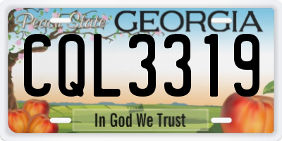 GA license plate CQL3319
