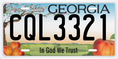 GA license plate CQL3321