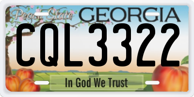 GA license plate CQL3322