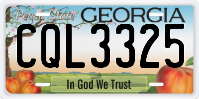 GA license plate CQL3325