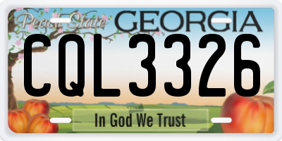 GA license plate CQL3326