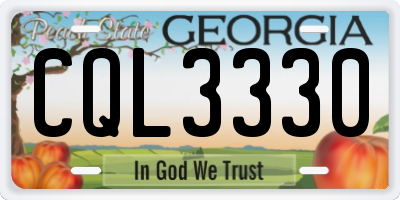 GA license plate CQL3330