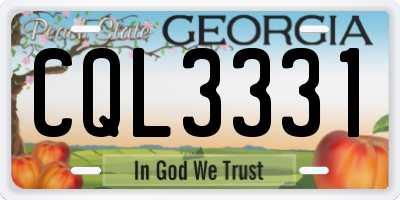 GA license plate CQL3331