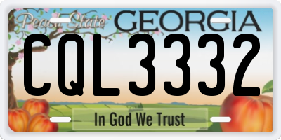 GA license plate CQL3332