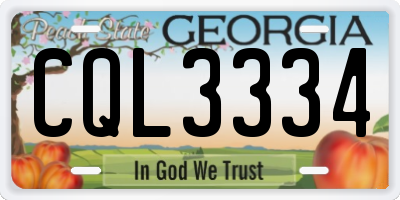 GA license plate CQL3334