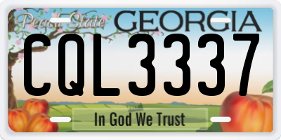 GA license plate CQL3337