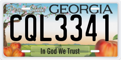 GA license plate CQL3341