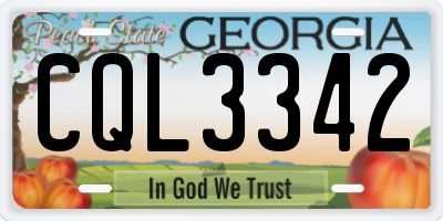 GA license plate CQL3342