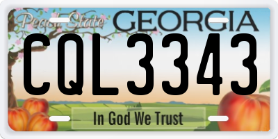 GA license plate CQL3343