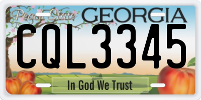GA license plate CQL3345