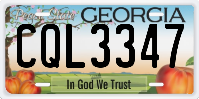 GA license plate CQL3347