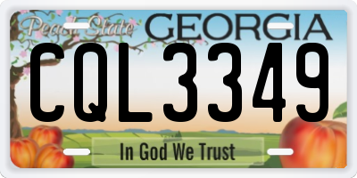 GA license plate CQL3349