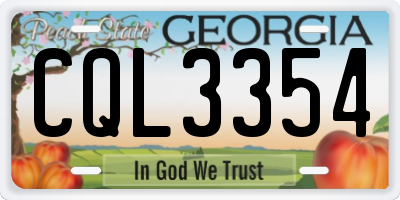 GA license plate CQL3354