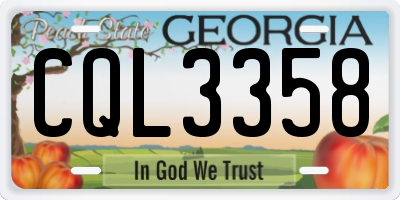 GA license plate CQL3358