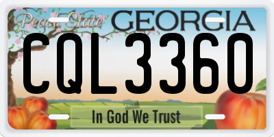 GA license plate CQL3360