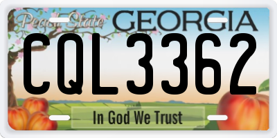 GA license plate CQL3362