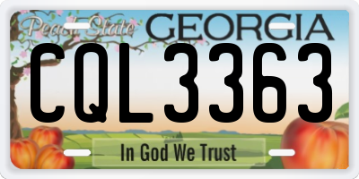 GA license plate CQL3363