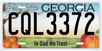 GA license plate CQL3372