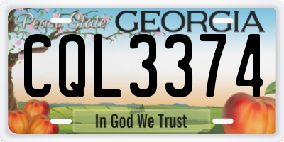 GA license plate CQL3374
