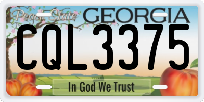 GA license plate CQL3375