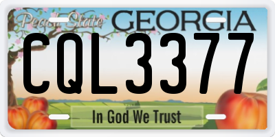 GA license plate CQL3377