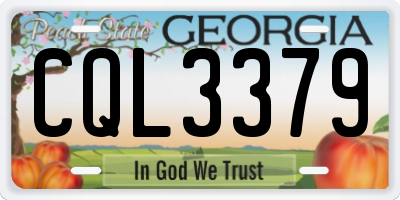 GA license plate CQL3379