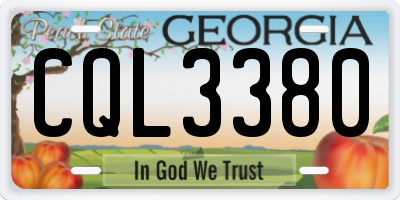 GA license plate CQL3380