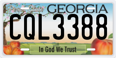 GA license plate CQL3388