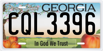 GA license plate CQL3396