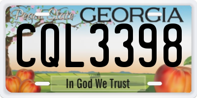 GA license plate CQL3398