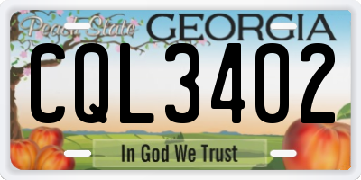 GA license plate CQL3402
