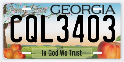GA license plate CQL3403