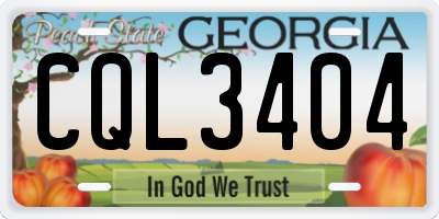 GA license plate CQL3404