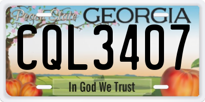 GA license plate CQL3407