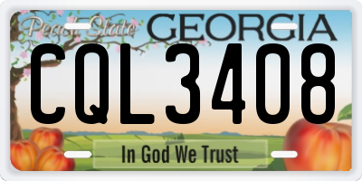 GA license plate CQL3408