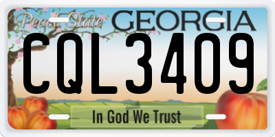 GA license plate CQL3409