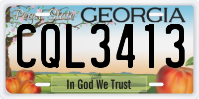 GA license plate CQL3413