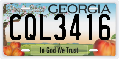 GA license plate CQL3416