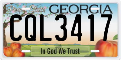 GA license plate CQL3417